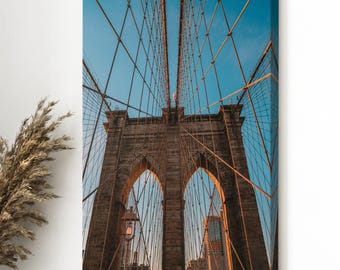 Brooklyn Bridge USA Art Print on Canvas - Modern Travel Wall Art - Traveler Gifts -Aesthetic Brooklyn Bridge New York Home Office Wall Decor