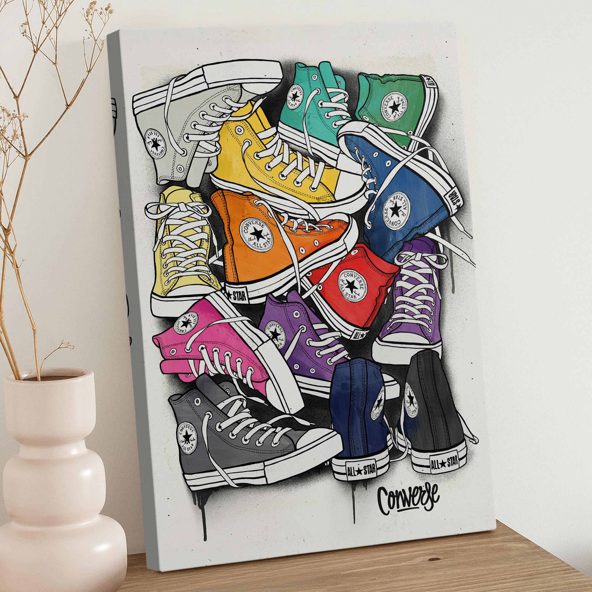 Converse Graffiti Canvas Wall Art Vibrant Sneakers Retro Art