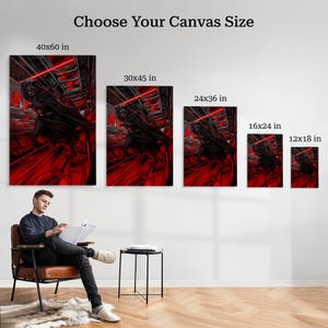 Darth Vader Lightsaber Art Print on Canvas – Star Wars Black and Red PopArt – Modern Large Wall Decor –Unique Sci-Fi Gift for Star Wars Fans image 3