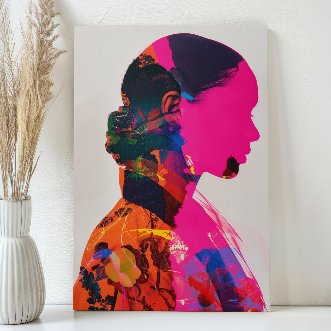 Abstract Colorful Woman Portrait Wall Art on Canvas -contemporary ...