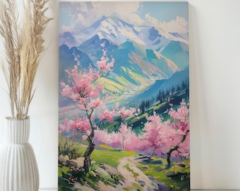 Aesthetic Sakura Blooms Canvas Wall Art - Pink Wall Prints - Aesthetic Room Decor Print - Japanese Modern Art - Asian Sakura Wall Decor