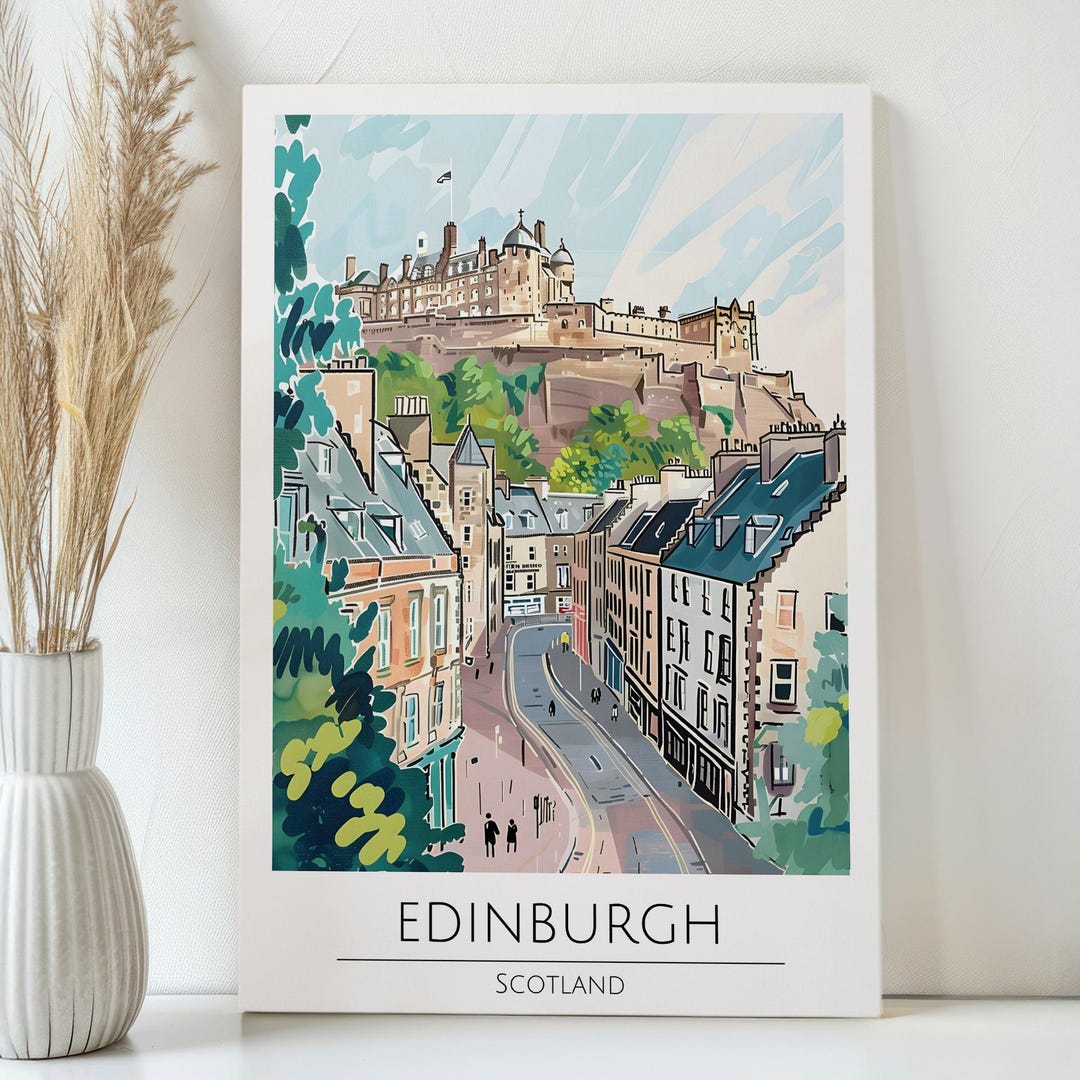 Edinburgh Scotland Travel Poster Print Canvas Wall Art -traveler Gifts ...