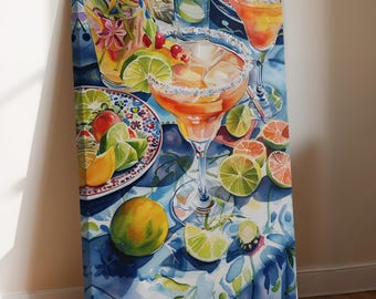 Tropical Margarita Cocktail Canvas Wall Print -Summer Vibes Wall Art -Alcohol Bar Wall Decor -Large Tropical Beach Margarita Drink Art Decor