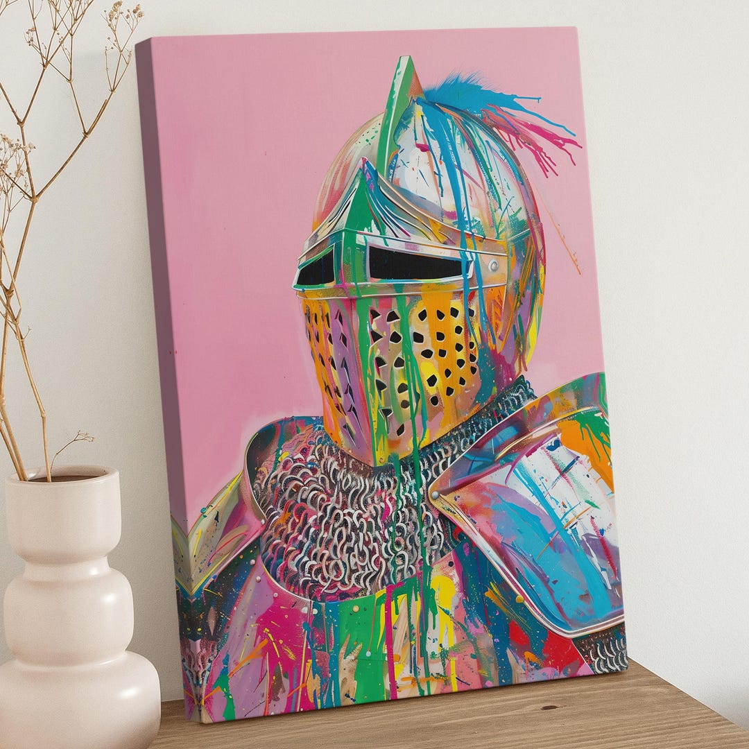 Abstract Knight Colorful Knight Art Print on Canvas - Abstract Knight Pop Art Wall ...