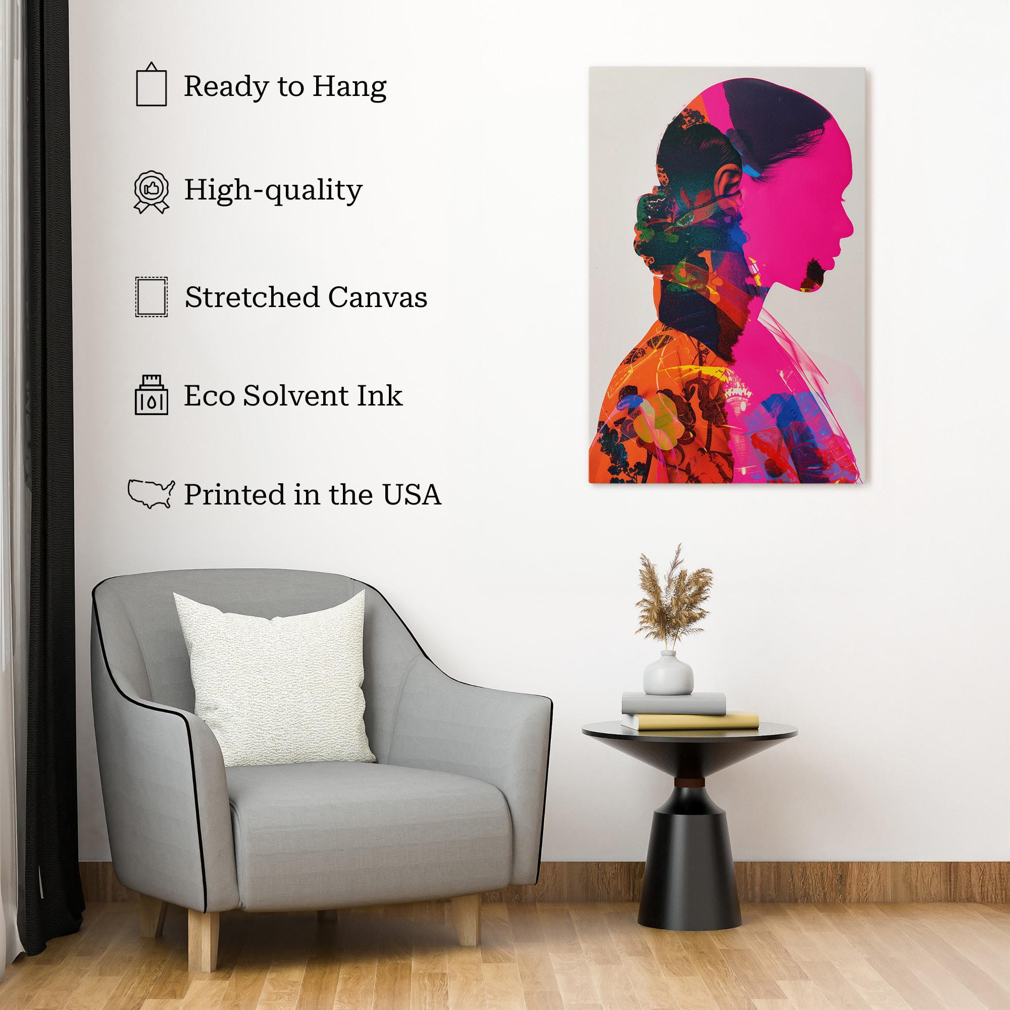 Abstract Colorful Woman Portrait Wall Art on Canvas -contemporary ...