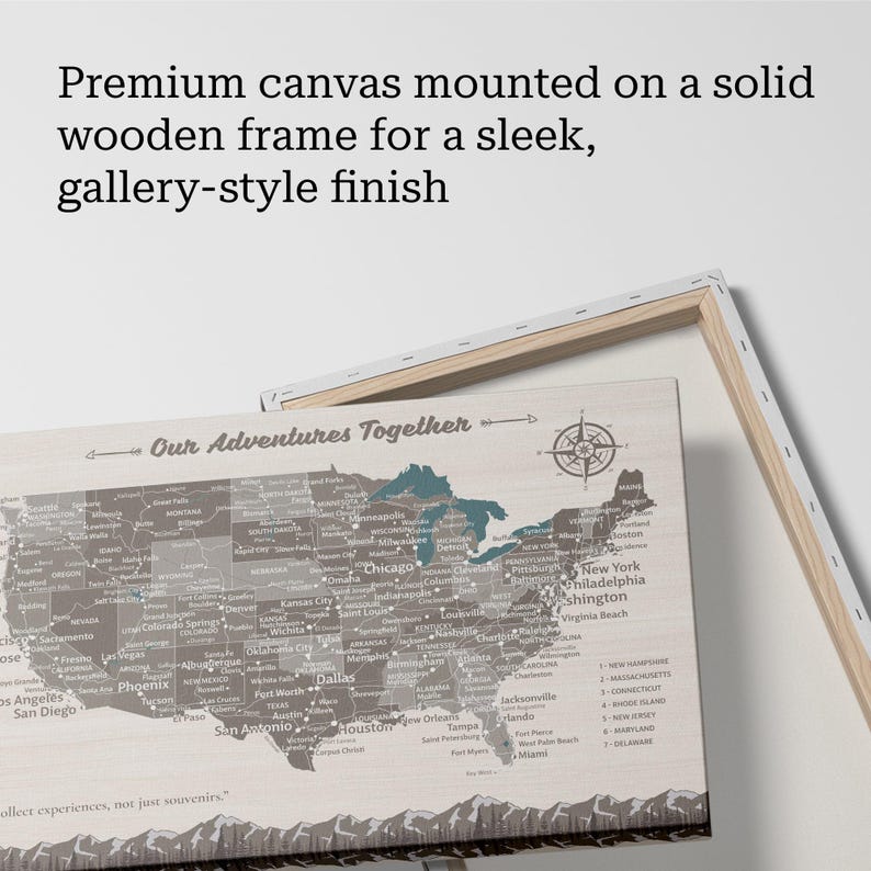 Rustic Detailed USA Map Canvas Wall Print - Abstract USA Map Geography ...
