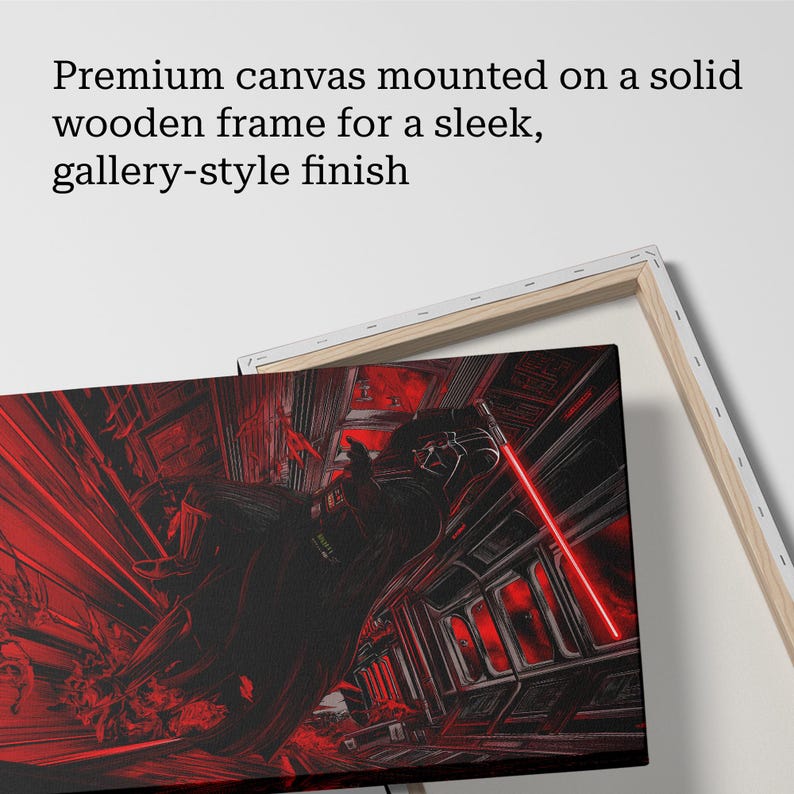 Darth Vader Lightsaber Art Print on Canvas – Star Wars Black and Red PopArt – Modern Large Wall Decor –Unique Sci-Fi Gift for Star Wars Fans image 7