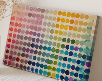 Rainbow Polka Dots Canvas Art Print - Colorful Boho Circles Wall Art -Large Rainbow Home Decor - Minimalist Abstract Painting -Nursery Print