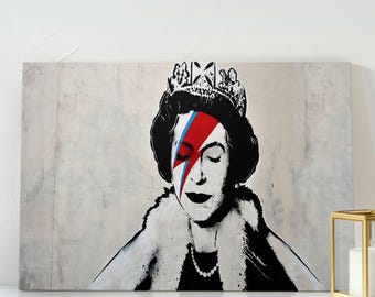 Ziggy Queen by Banksy Canvas Wall Art -Iconic Pop Culture Artwork -Aesthetic Fashion WallArt -Graffiti Street Print -Unique Queen Wall Décor