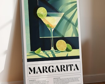 Margarita Cocktail Canvas Wall Art -Alcohol Bar Wall Decor -Trendy Margarita Print Art -Preppy Cocktail Art Decor -Margarita Drink Artwork