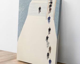 Minimalist Abstract People Crowd Wall Art on Canvas -Contemporary Figure Drawing Art Print-Modern Minimal People Silhouettes Home Wall Decor