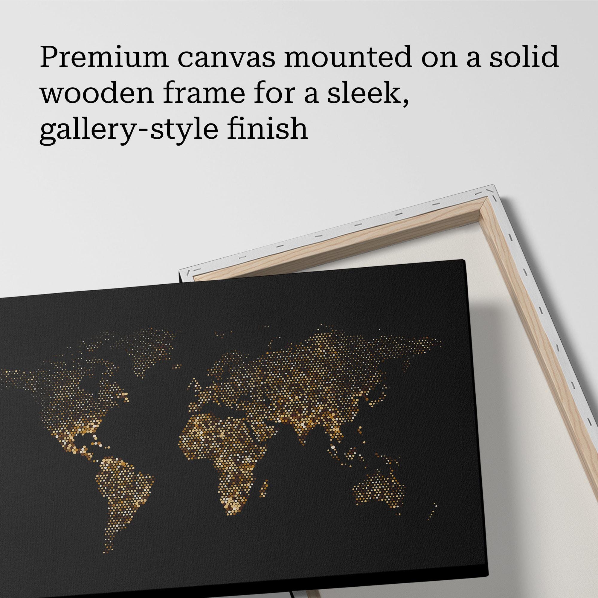 Black and Gold Luxury World Map Canvas Wall Art - Luxury Office Large ...