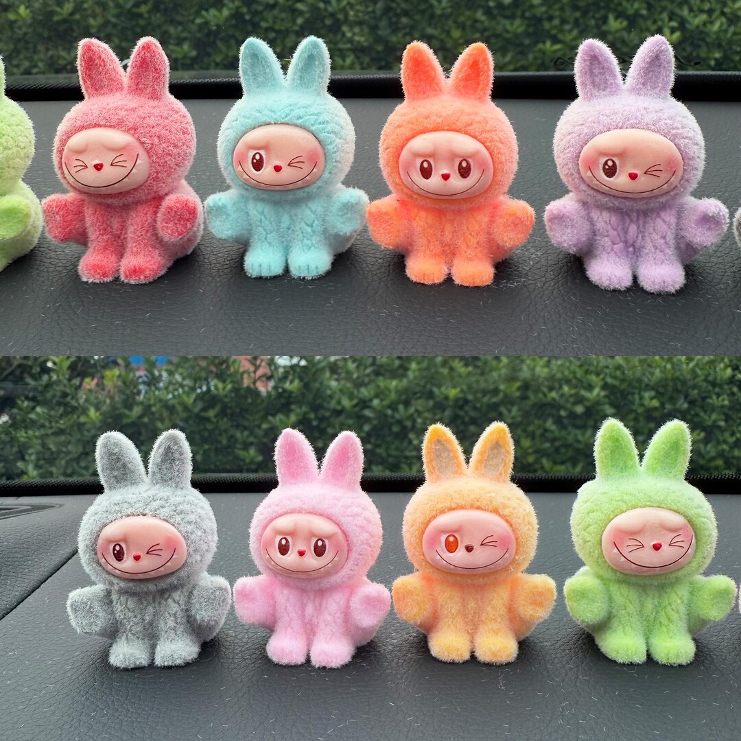 Mini Labubu Plush Figure,kawaii Labubu Car Decor,dopamine Colors,resin ...