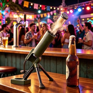 Beer Bottle Mortar Opener,Funny Beer Launcher Bottle Opener,Unique Bar Tool for Party,Man Cave Decor,Gift for Outdoor Enthusiast/Beer Lover