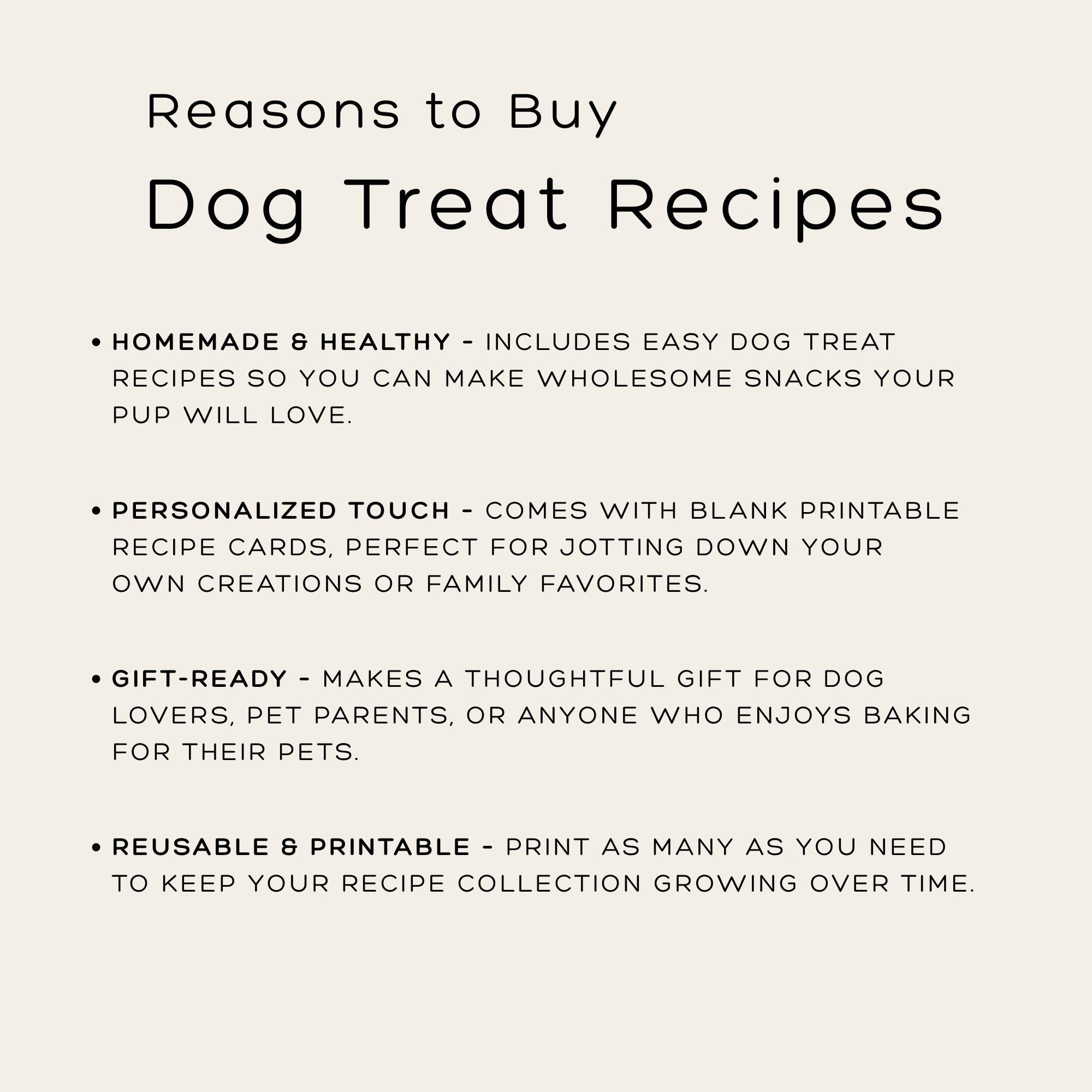Printable Dog Treat Recipe Cards for Homemade Dog Treat Cookbook ...