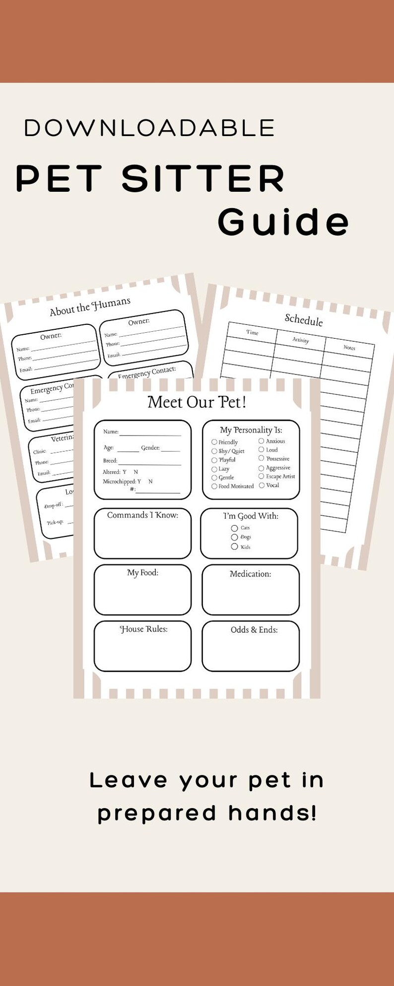 Pet Sitter Guide Download Pet Information Form for Dog Care Instruction ...