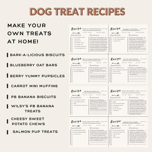 Printable Dog Treat Recipe Cards for Homemade Dog Treat Cookbook ...