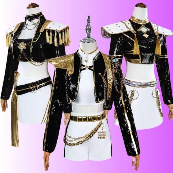 Costume Cosplay K-Pop Demon Hunter Pour Filles - Tenue De Scène, Déguisement Pour Halloween, Noël, Fêtes - Polyester