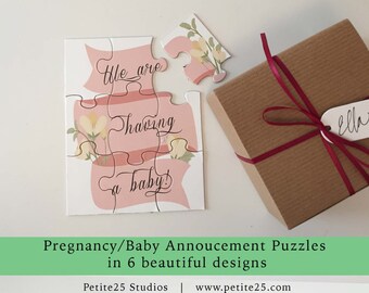 Pregnancy baby announcement puzzle, sweet pea to our pod, another nut to the family, you're going to be grandparents, new parents, new baby
