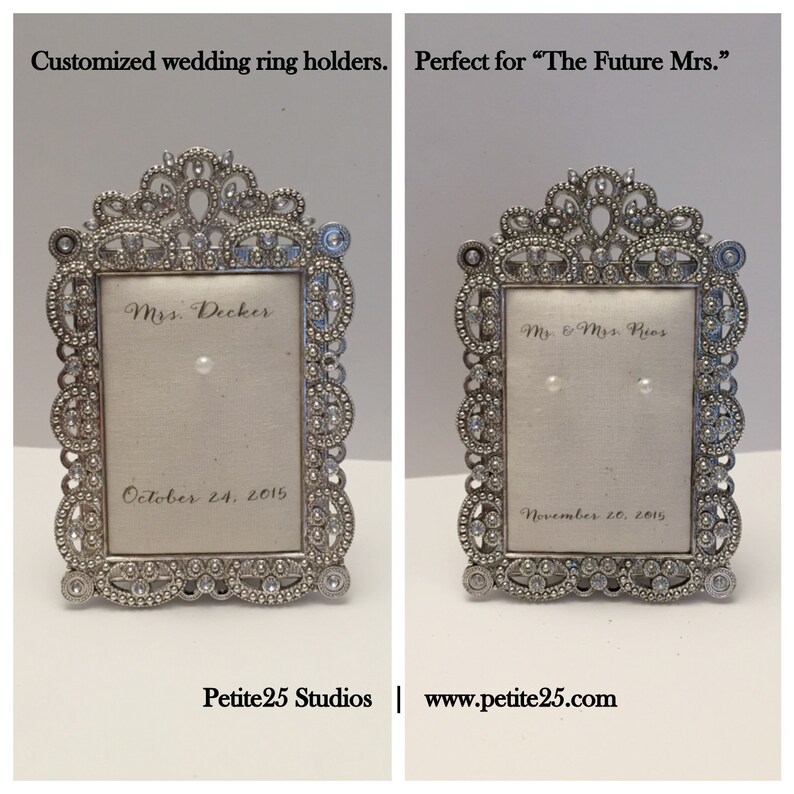 Wedding Ring Holder Rectangle Diamond Frame Engagement Ring Etsy