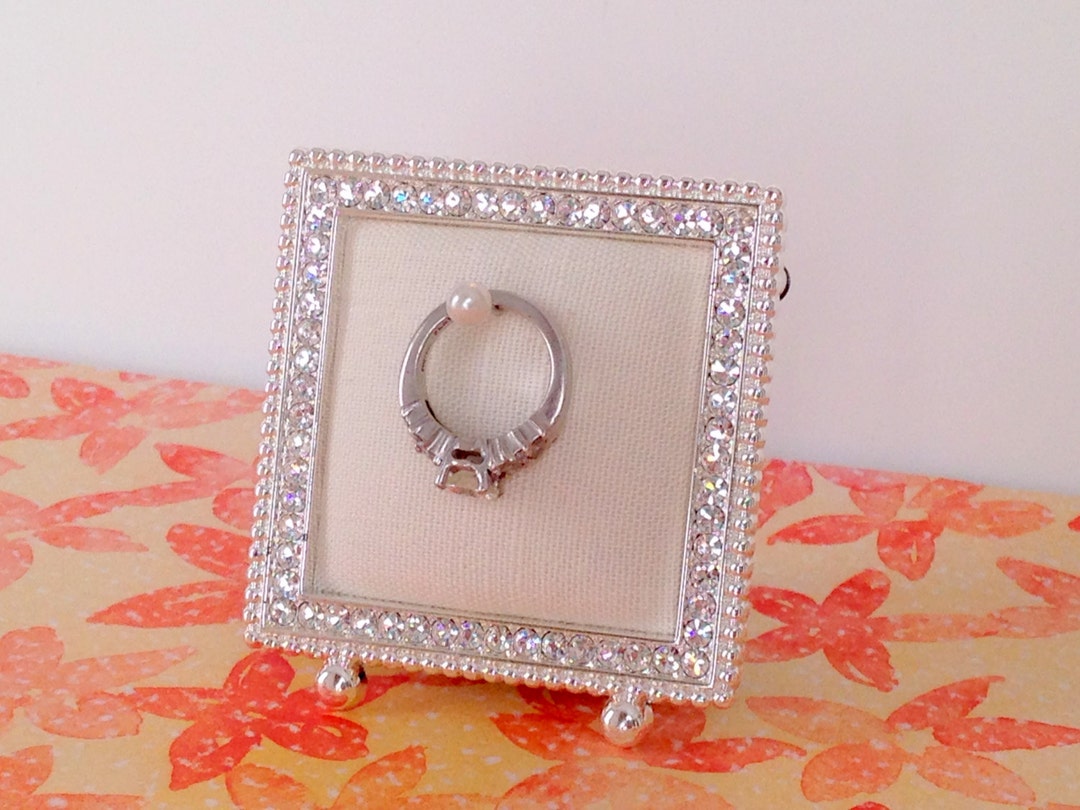 Wedding Ring Holder Petite Square Diamond Frame Engagement Etsy