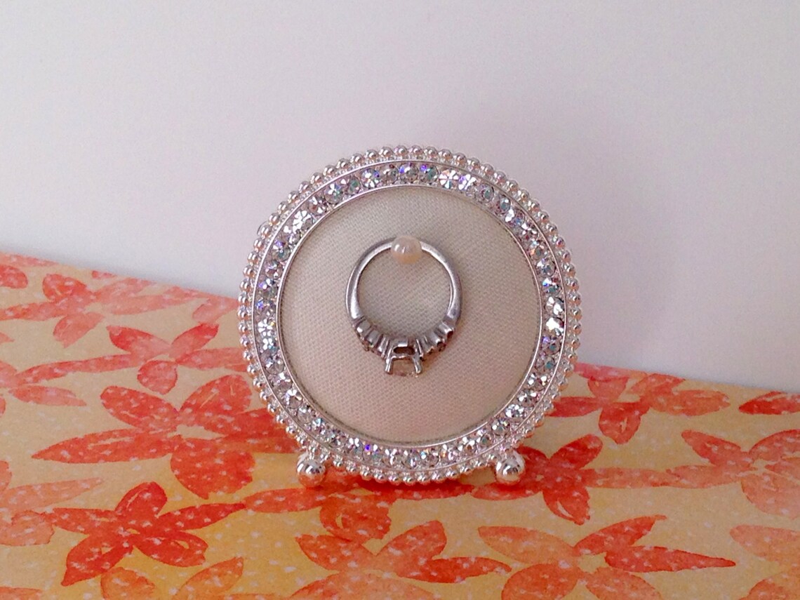 Wedding Ring Holder Petite Round Diamond Frame Engagement Etsy