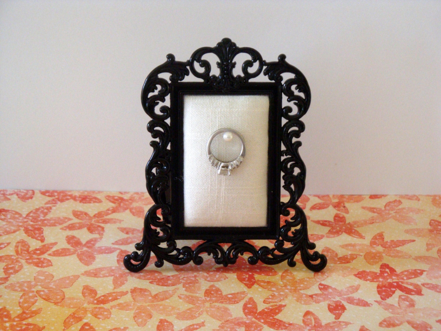 Wedding ring holder black lace frame engagement ring holder Etsy