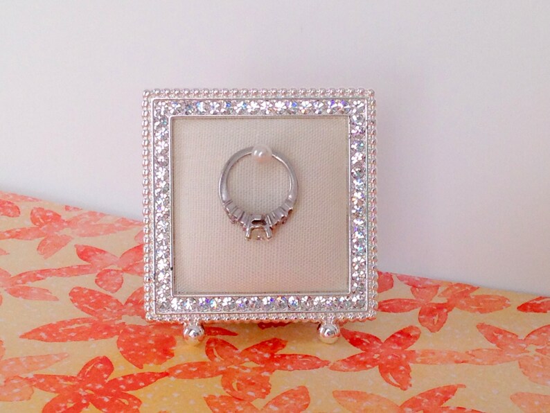 Wedding Ring Holder Petite Square Diamond Frame Engagement Etsy