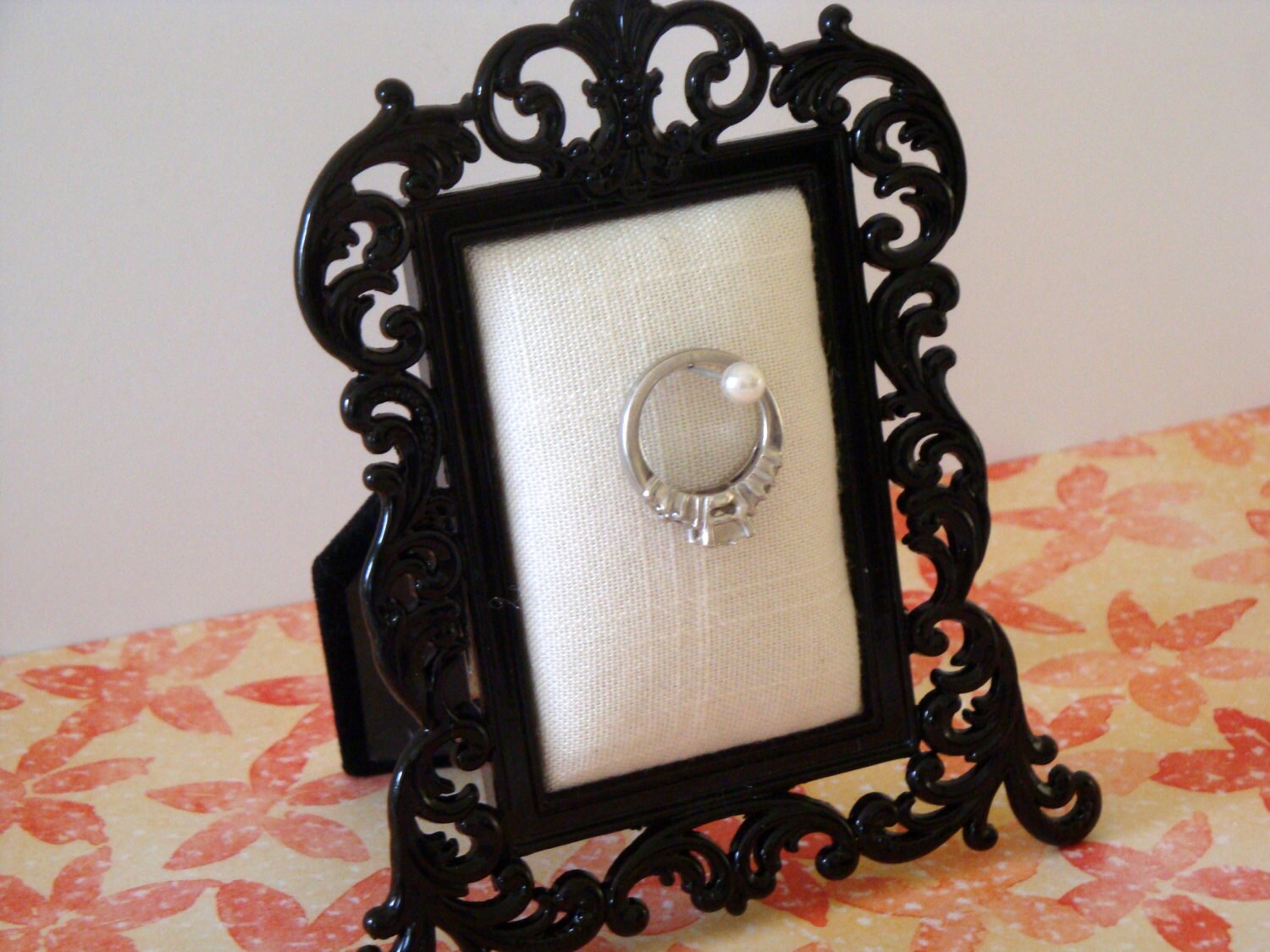 Wedding ring holder black lace frame engagement ring holder Etsy