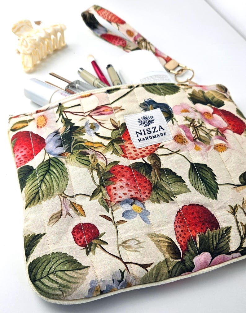 Pochette plate en velours côtelé zippée 3 tailles | Les Cousettes d'Olivia