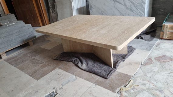 Natural Travertine Coffee Table: Minimalist Living Room Furniture