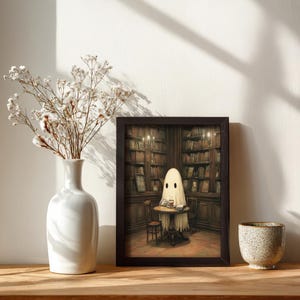 Geist, Kunstdruck, Buch, Gothic Wandkunst, Gruseliges Halloween Dekor, Dunkle Kunst, Geist Wohnkultur, Bibliothekar Geschenk, Einzigartiger Halloween Kunstdruck