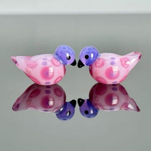 Handmade lampwork glass beads set birdies