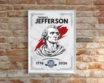 Arte mural de los Padres Fundadores y Presidentes - Descarga digital THOMAS JEFFERSON