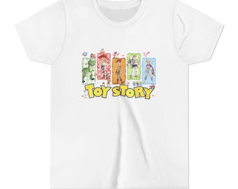 Toy Story Characters Youth Tee | Woody Buzz Jessie Alien Kids Shirt