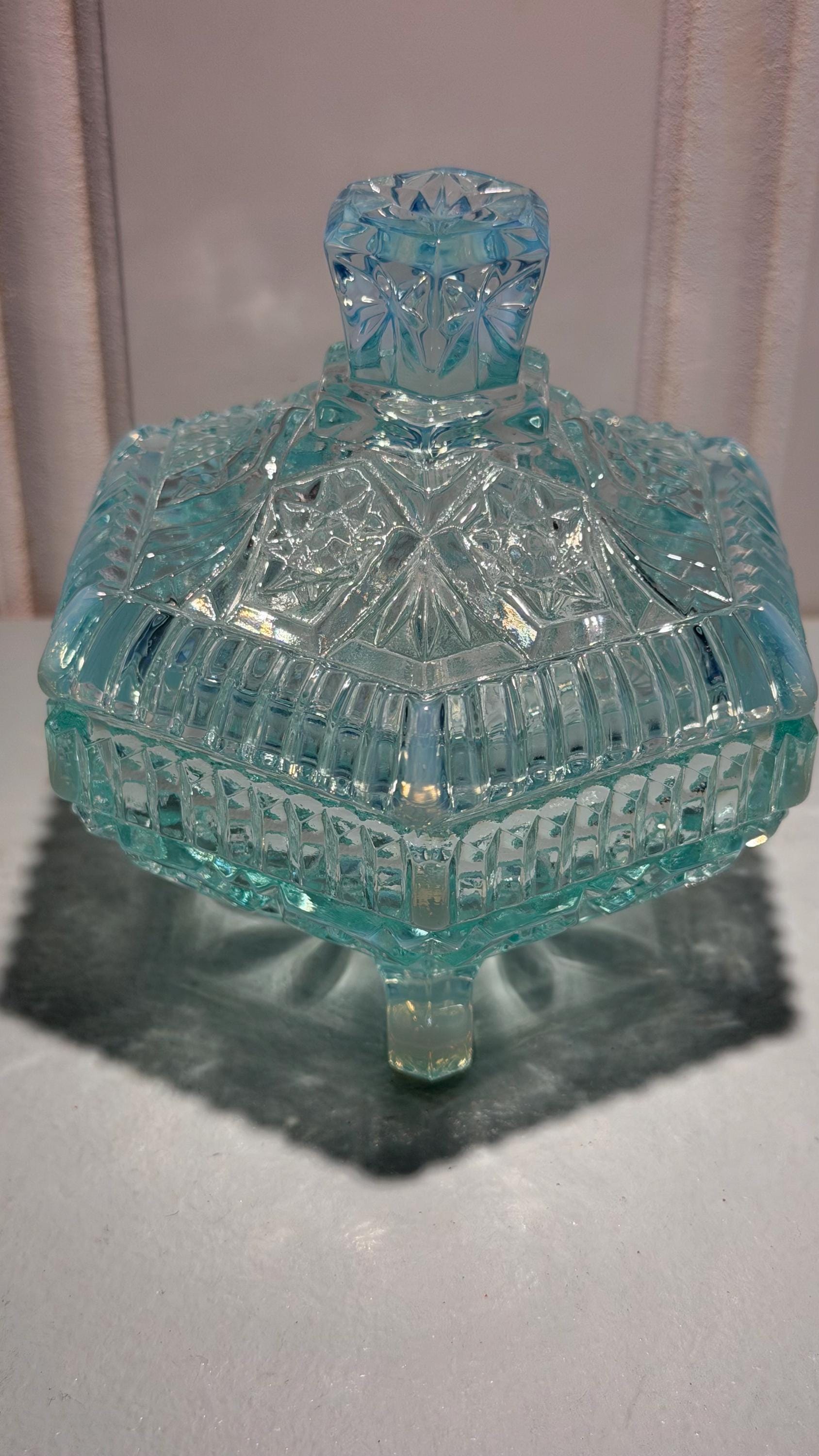 Fenton Blue Trinket Box - Etsy
