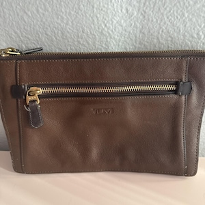 VTG TUMI Beacon Hill Clutch/Second Bag Brown Gold Hardware 68501B No Strap