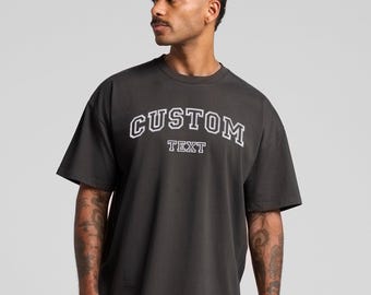 Embroidered Custom Text Oversized T-Shirt, Personalized Varsity Shirt, Custom Embroidery Tee, Unisex Streetwear Custom Shirt