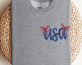 Coquette Bow USA Embroidered T-Shirt and Sweatshirt