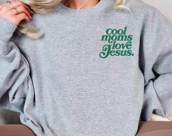 Embroidered Christian Mom Sweatshirt, Retro Faith Apparel, Mother's Day Crewneck