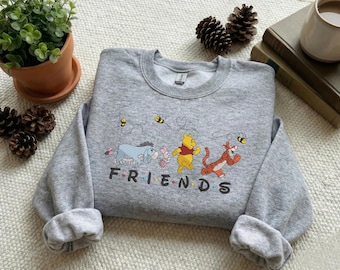 Embroidered Bear and Friends Sweatshirt, Cartoon Squad, Vintage Style