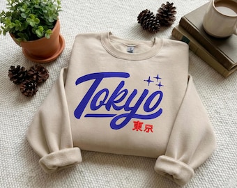 Embroidered Tokyo Sweatshirt, Japanese Streetwear Crewneck