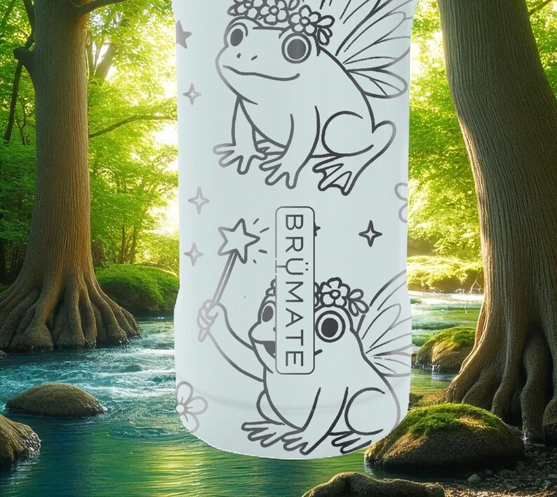 Fairy Frog Slim Brumate Can Cooler– Engraved Stainless Steel Holder for 12oz 16oz 24oz Slim Cans | Whimsical Cottagecore Gift image 6