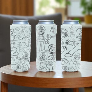 Luigi Brumate Slim Can Cooler – Engraved Mario Inspired Stainless Steel Holder for 12oz 16oz 24oz Slim Cans | Gamer Gift
