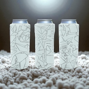 Origami Brumate Slim Can Cooler – Engraved Geometric Paper Art Stainless Steel Holder for 12oz 16oz 24oz Slim Cans | Unique Gift