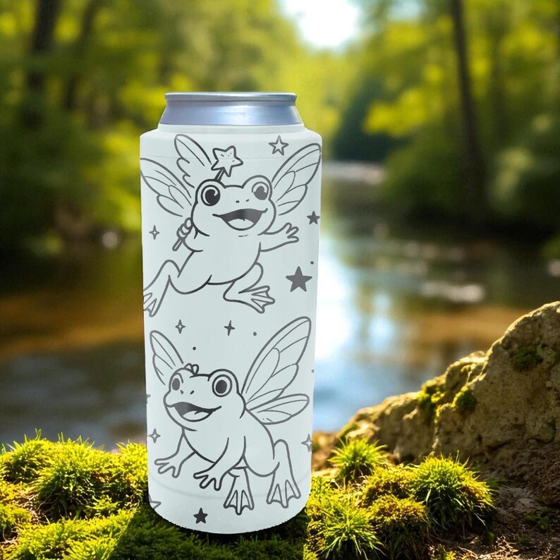 Fairy Frog Slim Brumate Can Cooler– Engraved Stainless Steel Holder for 12oz 16oz 24oz Slim Cans | Whimsical Cottagecore Gift image 4