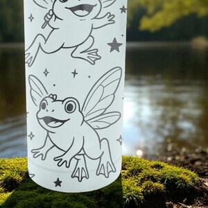 Fairy Frog Slim Brumate Can Cooler– Engraved Stainless Steel Holder for 12oz 16oz 24oz Slim Cans | Whimsical Cottagecore Gift image 5