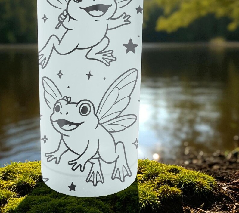 Fairy Frog Slim Brumate Can Cooler– Engraved Stainless Steel Holder for 12oz 16oz 24oz Slim Cans | Whimsical Cottagecore Gift image 5