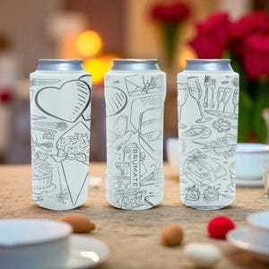 Bruiloft Brumate Slim Can Cooler – gegraveerd liefdes- en feestontwerp roestvrijstalen houder voor 12 oz 16 oz 24 oz slanke blikjes | Bruidscadeau