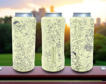 Engraved Princess Brumate Slim Can Cooler – Fairytale Stainless Steel Holder for 12oz 16oz 24oz Slim Cans